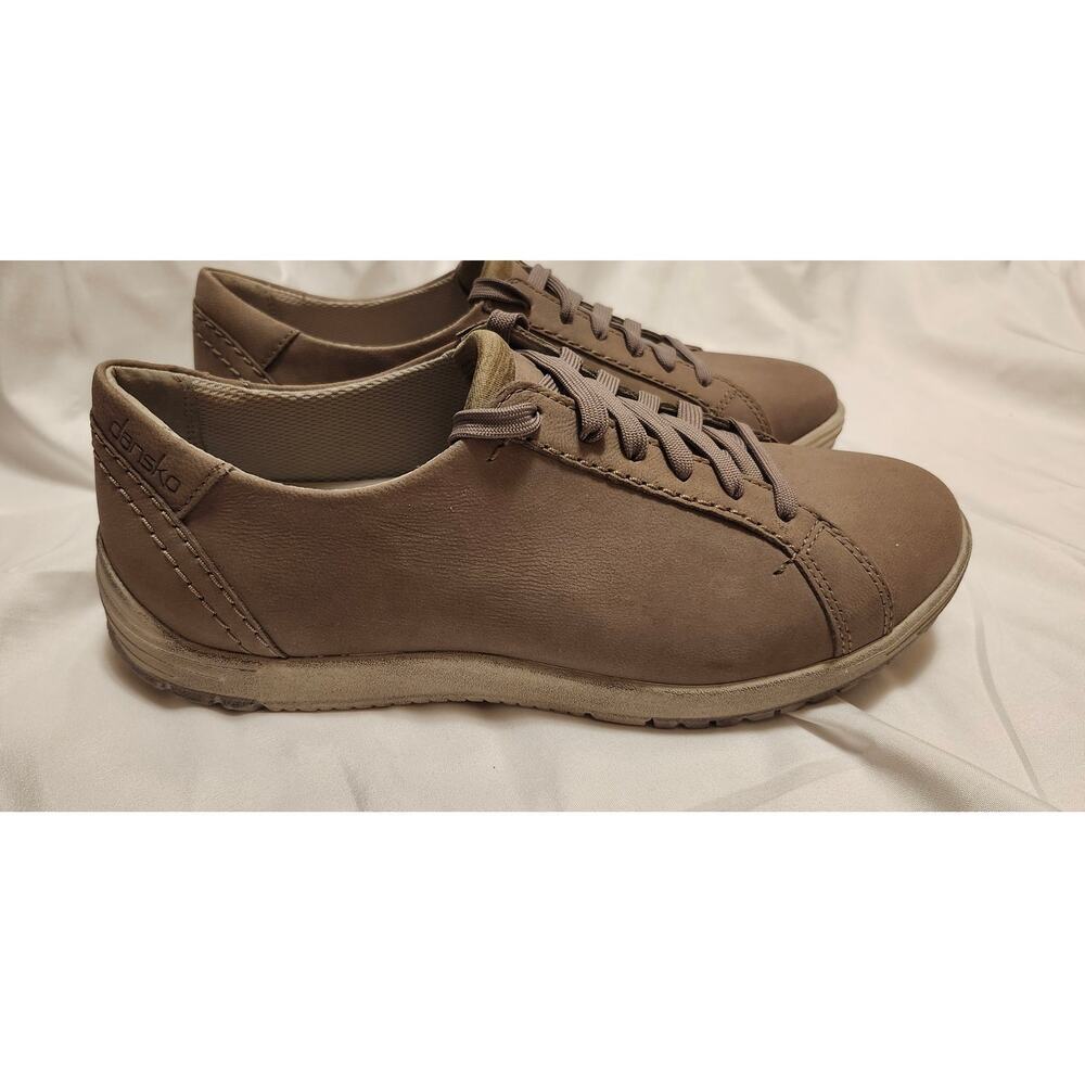 Dansko Taupe Leather Lace-Up Sneakers